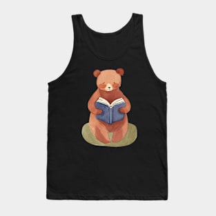 Cute Bear Reading a Book Tank Top